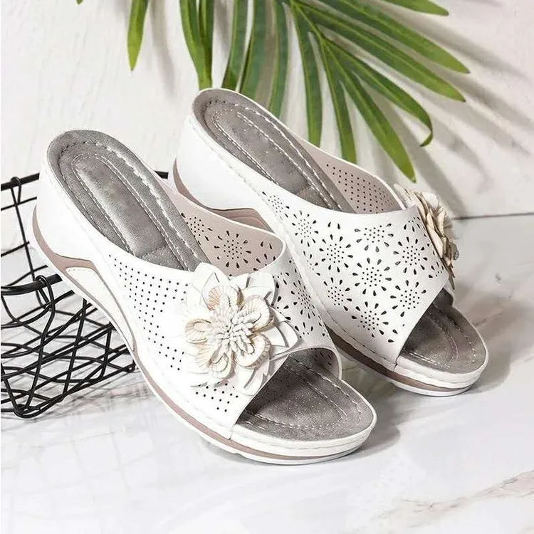 OCW Women Sandals Non-shock Arch Support Sandals 3D Flower Memory Foam Classic Summer