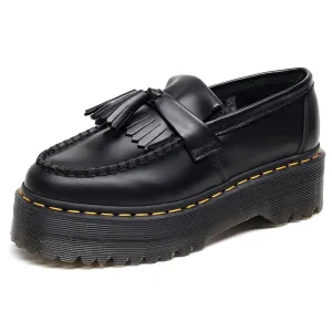 PEOPLETERRITORY Aberdeen fringed loafers women's genuine leather low-top small leather shoes women's British style fashion student versatile casual shoes