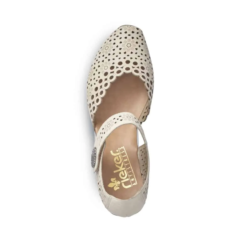 Rieker Women's Mary Jane Heels- Beige