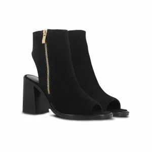 Saint G Black Suede Leather Handcrafted Block Heels