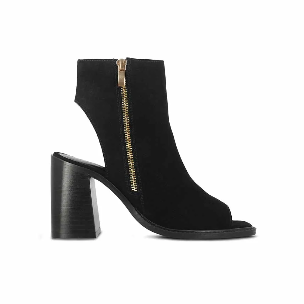 Saint G Black Suede Leather Handcrafted Block Heels
