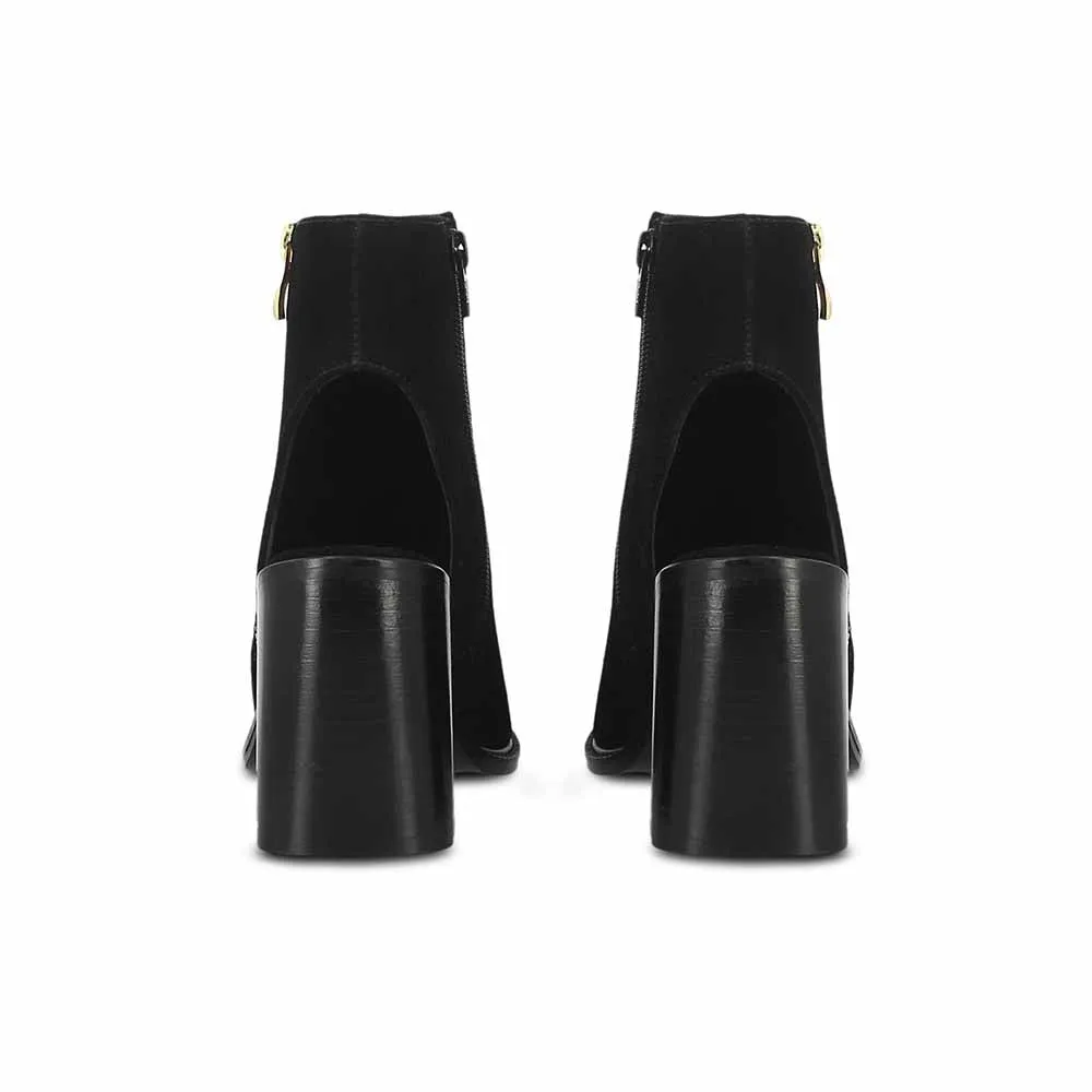 Saint G Black Suede Leather Handcrafted Block Heels