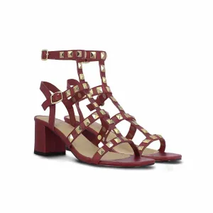 Saint G Red Leather Handcrafted Block Heels