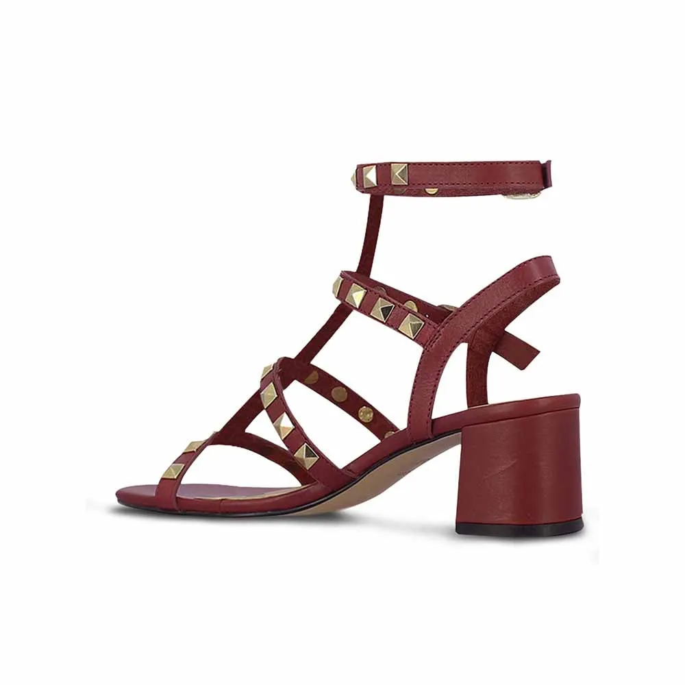 Saint G Red Leather Handcrafted Block Heels