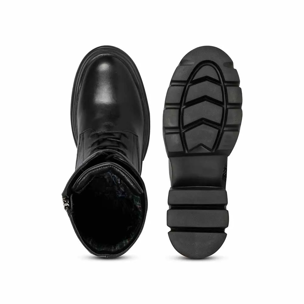 Saint G Solid Black Leather Handcrafted Boots