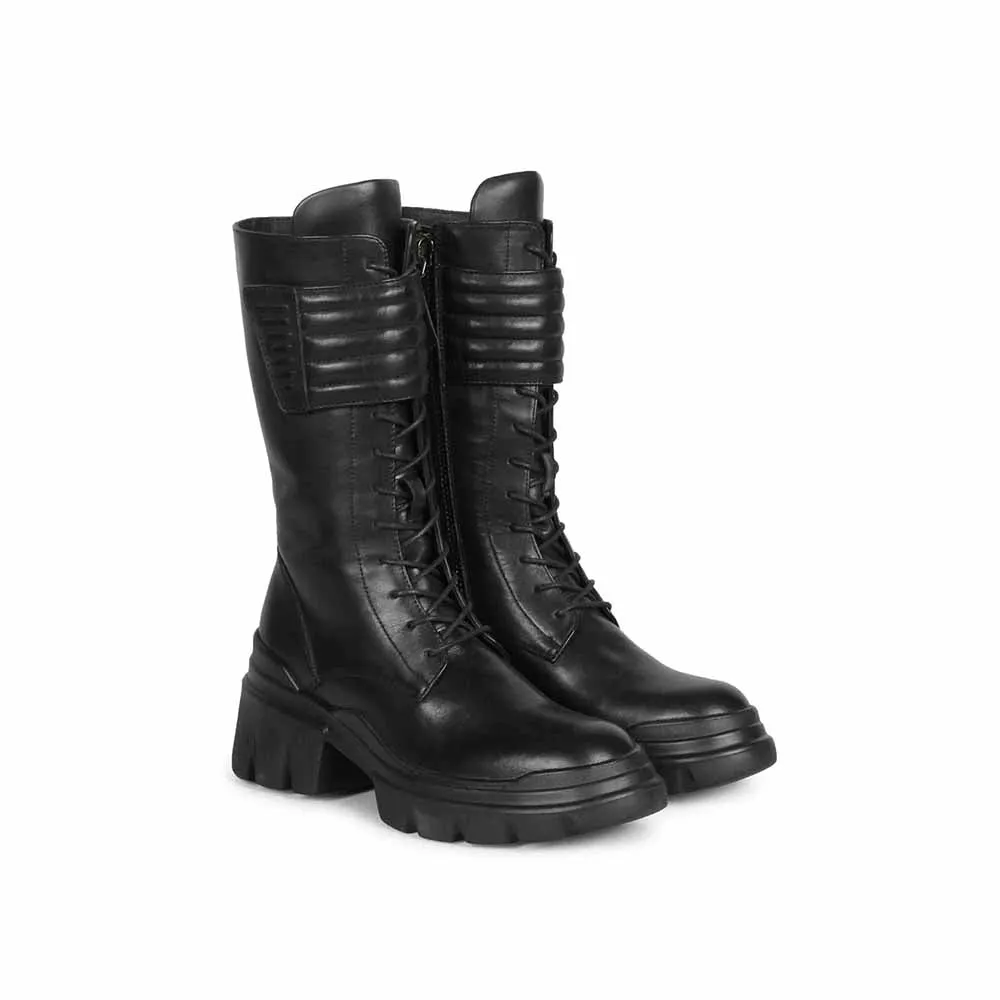 Saint G Solid Black Leather Handcrafted Boots