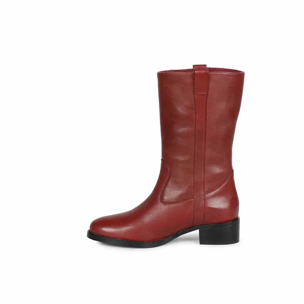 Saint G Solid Burgundy Leather Handcrafted Boots