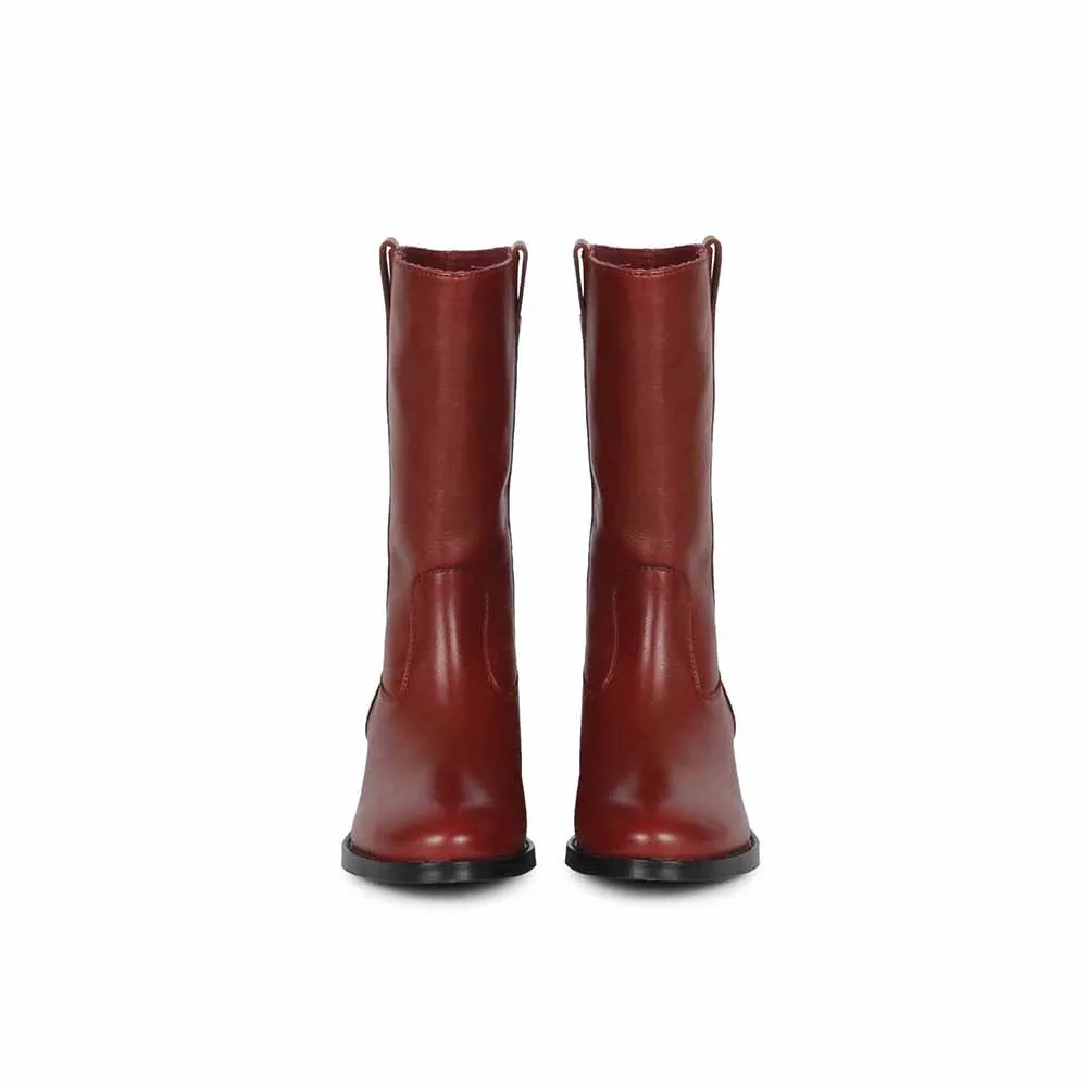 Saint G Solid Burgundy Leather Handcrafted Boots