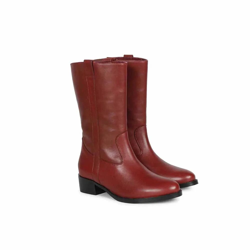 Saint G Solid Burgundy Leather Handcrafted Boots