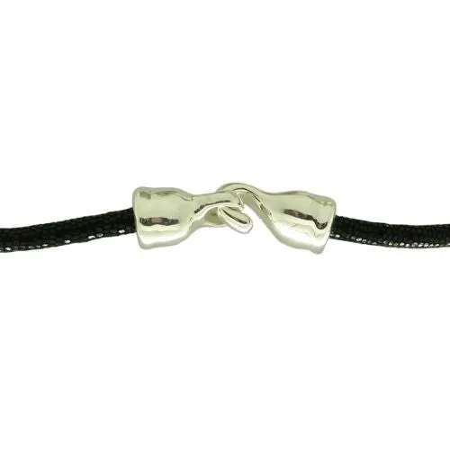 Simon Sebbag Round Hammered Sterling Silver Disc Textured Black Leather Necklace
