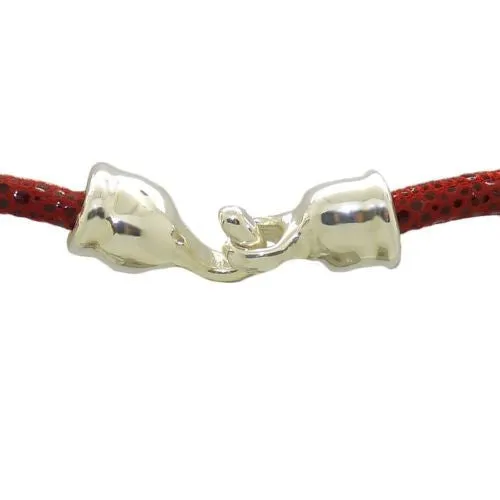 Simon Sebbag Sculptured Sterling Silver Pendant Textured Poppy Leather Necklace
