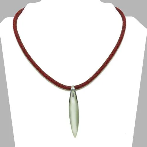 Simon Sebbag Sculptured Sterling Silver Pendant Textured Poppy Leather Necklace
