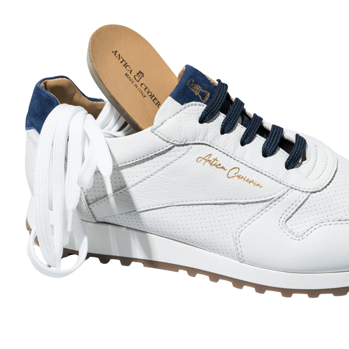 Sneaker Antica Cuoieria Pelle Vieste Punzonato Bianco