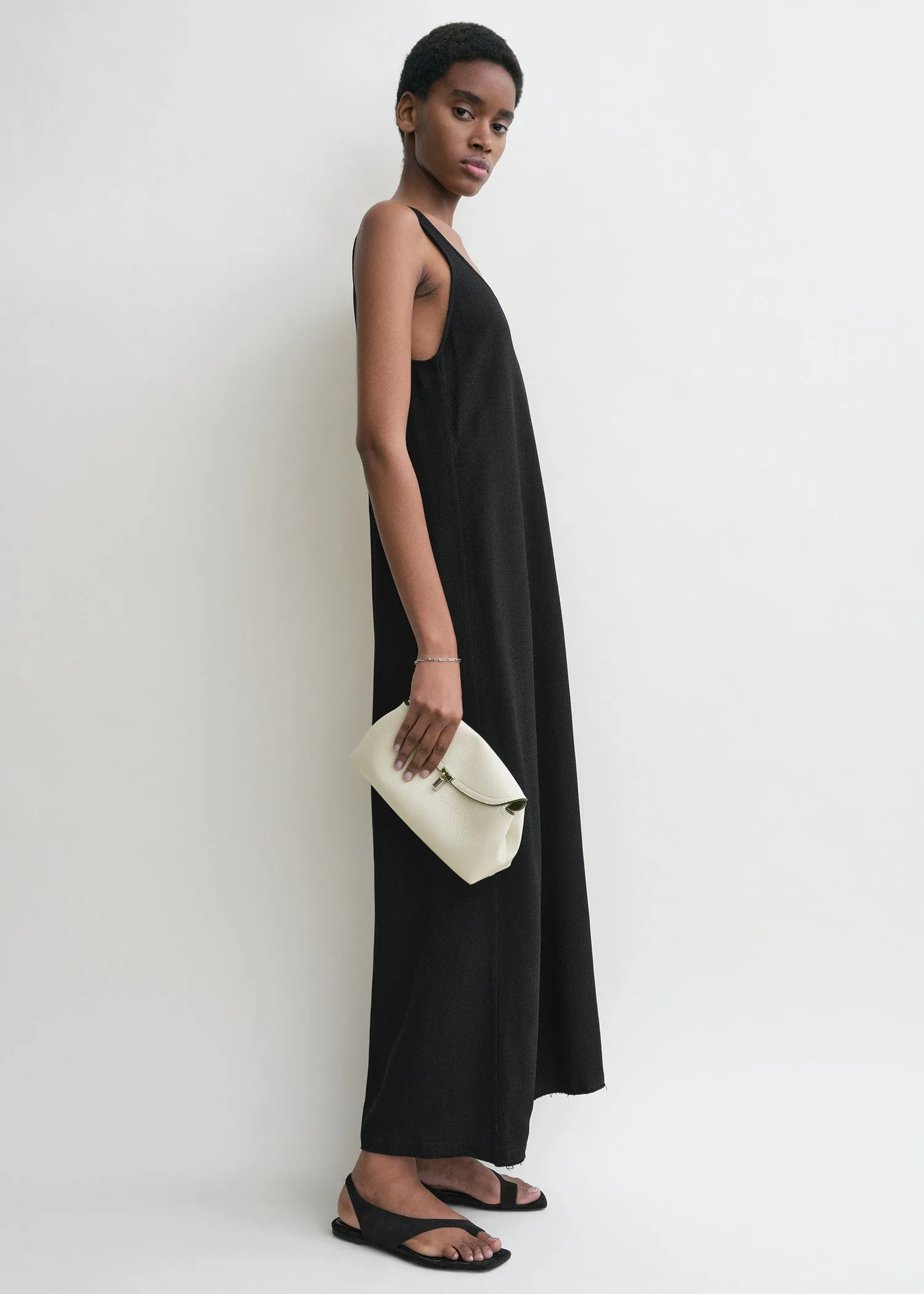 T-Lock grained-leather clutch milk