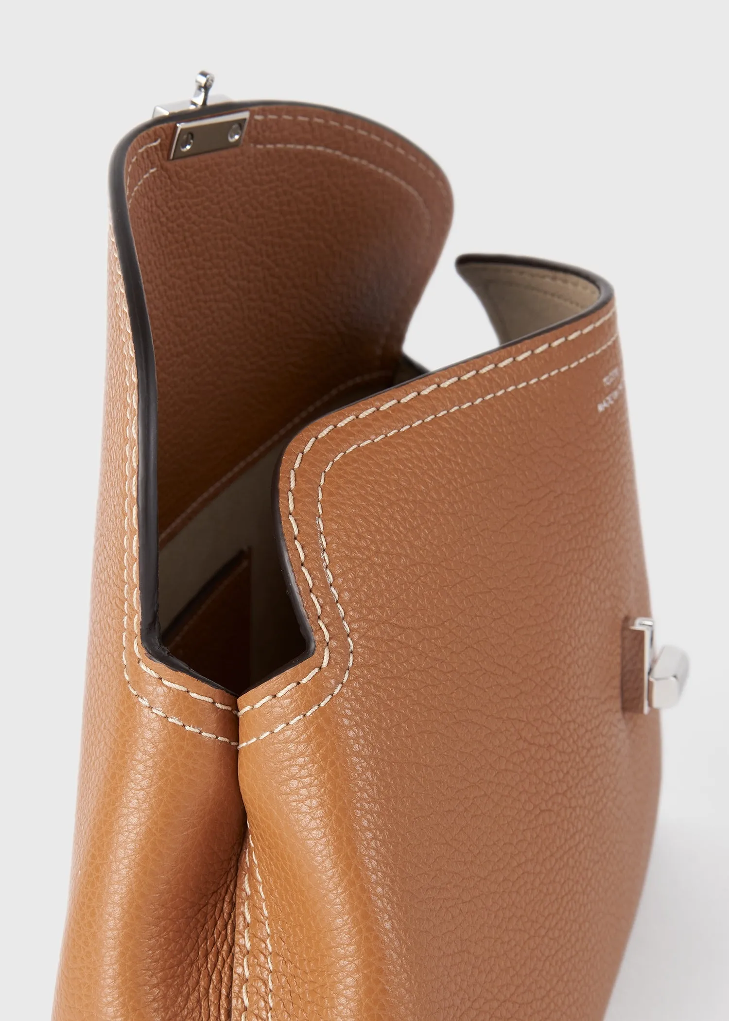 T-Lock grained-leather clutch tan