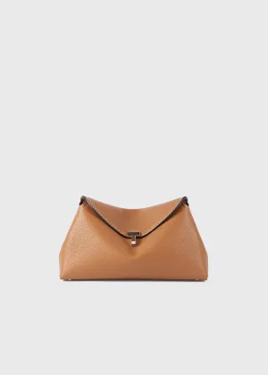 T-Lock grained-leather clutch tan
