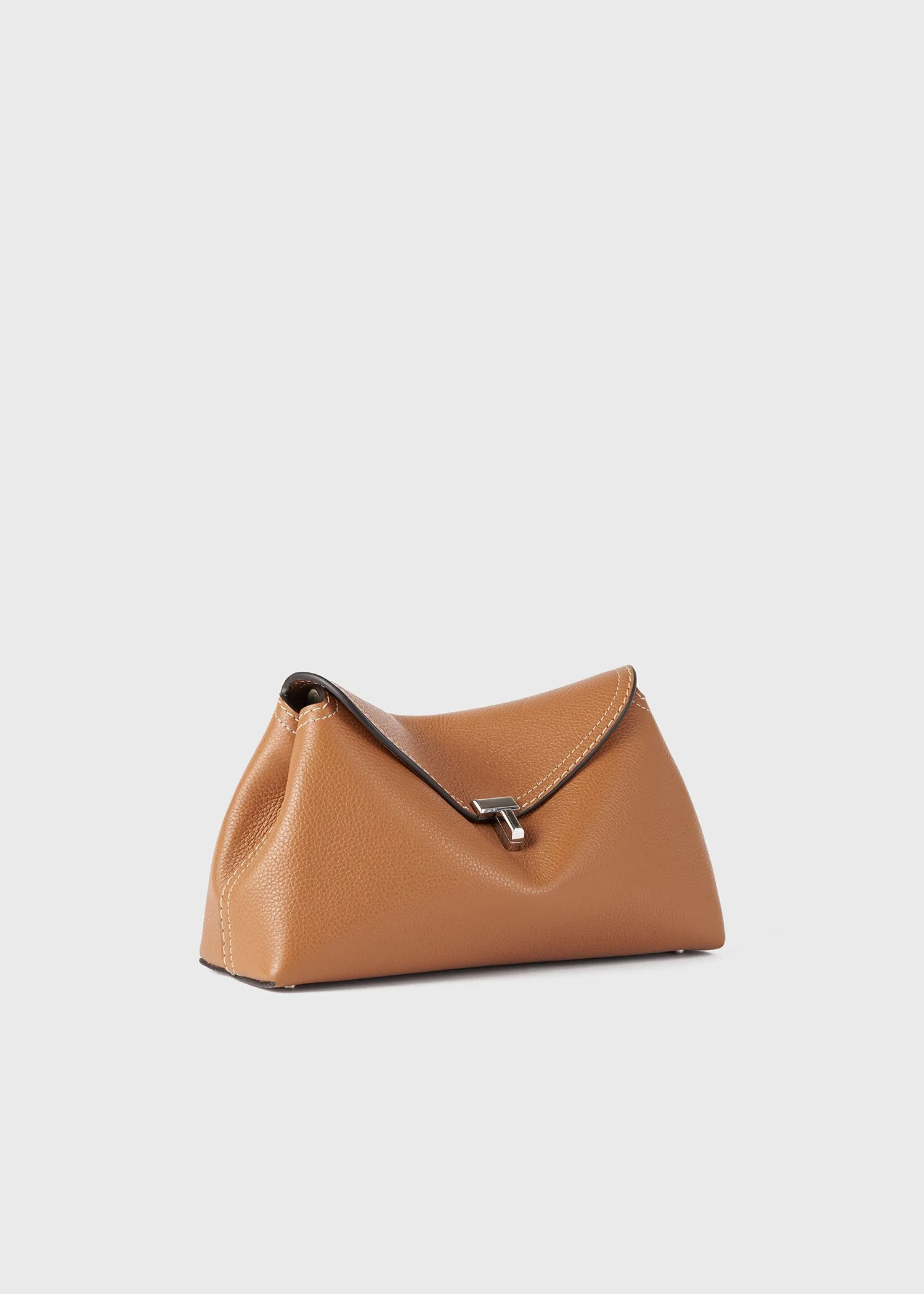 T-Lock grained-leather clutch tan